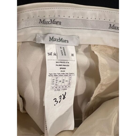 Max Mara Women's Ivory Pleated Zinnia Jersey Flared Wide-leg Pants Sz 14 NWOT - Picture 4 of 7